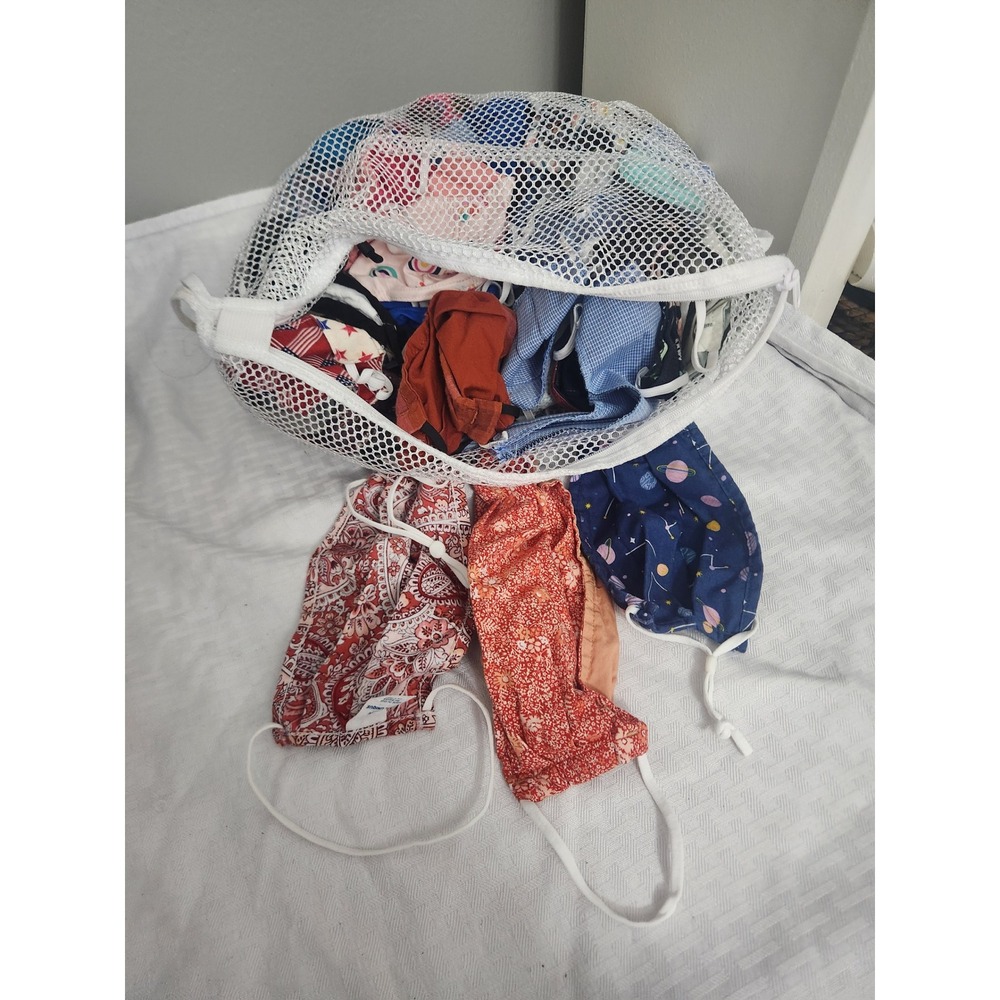 Bulk Lot Reusable Cloth Face Masks Assorted Patterns Old Navy Mesh Laundry Bag